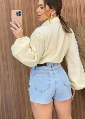Short/Saia Jeans Envelope - Lavagem Clara